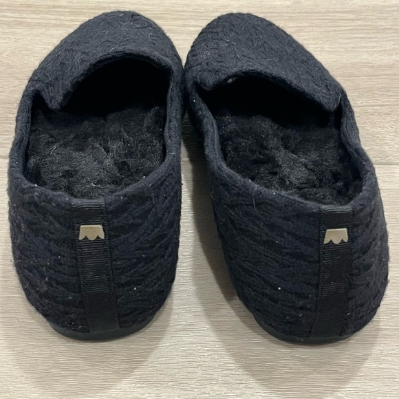 Women's Birdies Faux Fur Lined Starling Cable Knit Shoes Slippers Size 7.5 Black - Picture 5 of 6